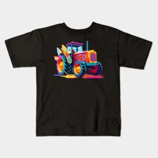 Love Tractor Psychedelic Farm Equipment Kids T-Shirt